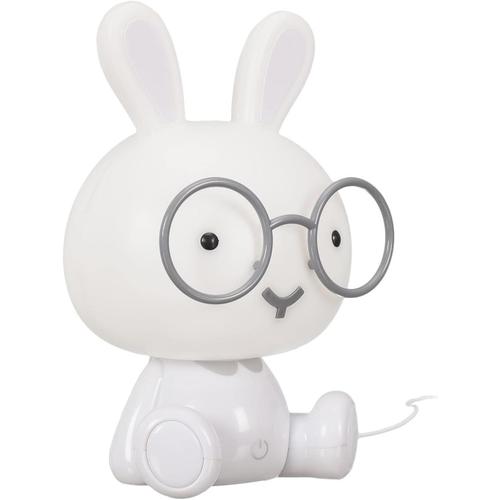 Blanc-Gris Clair - La11042 - Lampe Led Table Lapin Enfant Deco Chambre D'enfant Luminaire Veilleuse