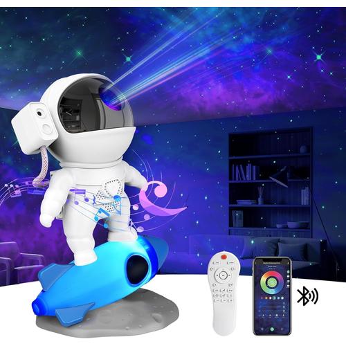 Astronaute Projecteur Galaxy,Astronuit Projecteur Ciel Etoile,Projecteur de Galaxie Nebula,Bluetooth Musique,Minuterie,Télécommande, Lampe étoilée pour Chambre à Coucher et Projecteur de Plafond