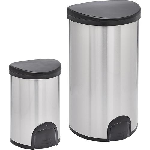 Acier Inoxydable Acier Inoxydable D-Shape Automatic Stainless Steel Hands-Free Trash Can with Foot Pedal Dual 50L/12L, Acier Inoxydable