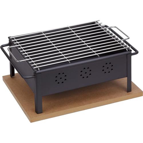 Noir Noir Noir 02906-Barbecue de Table, avec Grille Inoxydable 18/8 30 x 25 cm.