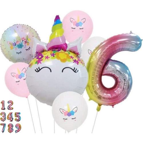 6 : Six 6 : Six 6 : Six Anniversaire Licorne 6 Ans - Ballon Licorne Fille Chiffre 6, Decoration Anniversaire Licorne, Kit Anniversaire Licorne,