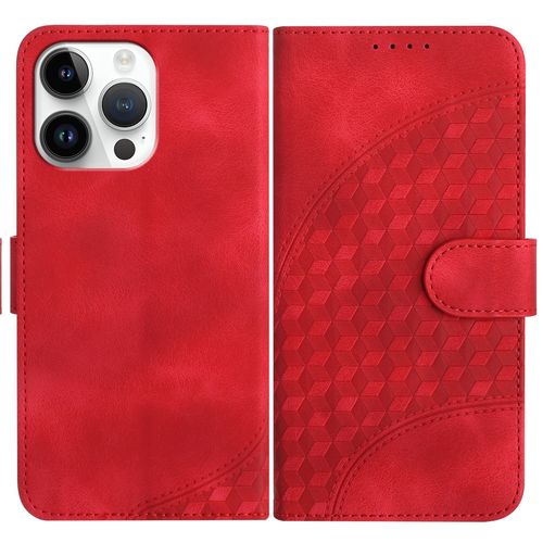 Coque Pour Iphone 15 Pro Max Rabat,Etui En Cuir Pu Portefeuille Coque Avec Fente Carte,Antichoc Housse De Etui Pour Iphone 15 Pro Max,Rouge