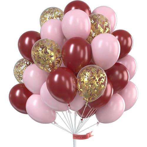 Rouge Vin, Rose Bébé Et Doré Rouge Vin, Rose Bébé Et Doré Rouge Vin, Rose Bébé Et Doré Ballon Rose Bordeaux, 70 Pcs Ballon Bordeaux, Ballon Rouge Bordeaux,