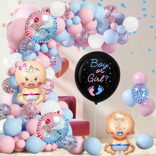 Ballon Gender Reveal, 128 Pièce Ballon Gender Reveal Fille Ou Garcon, Ballon Baby Shower, Ballon Gender Reveal Rose Et Bleu, 36