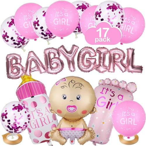 Multicolores Multicolores Multicolores Ballon Baby Shower Fille, Lot De 17 Gender Reveal Ballon, Rose Ballon Baby Girl Avec Confettis Pour Bébé Douche