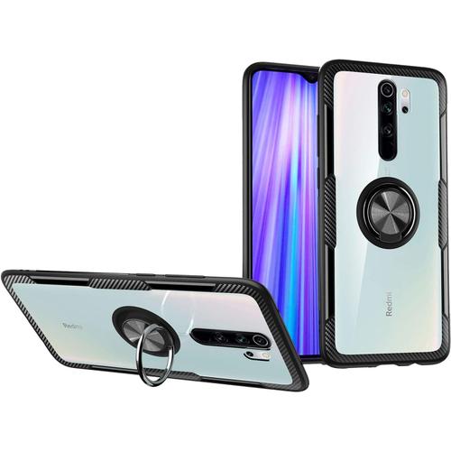 Coque Pour Xiaomi Redmi Note 8 Pro, Transparente Avec Anneau Rotatif À 360° Tpu + Pc], Pour Supports Magnétiques De Voiture, Housse Multifonction Pour Redmi Note 8 Pro