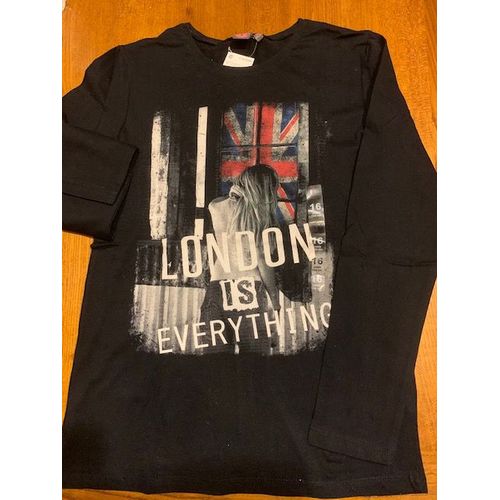 Tee Shirt Manches Longues Noir 16 Ans London Neuf