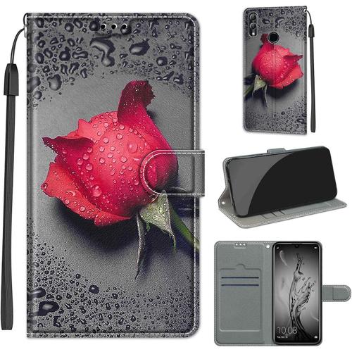 Étui De Protection En Cuir Pour Huawei Honor 10 Lite/P Smart 2019, Flip Cover Antidérapant, Pliable, Avec Magnétique], Fente Pour Carte Pour Huawei Honor 10 Lite/P Smart 2019