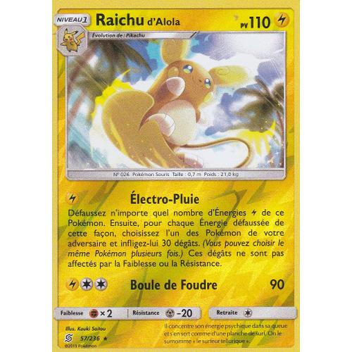 Carte Pokemon - Raichu D'alola - 110 Pv - 57/236 - Holo Reverse - Sl11 - Harmonie Des Esprits - Neuve -