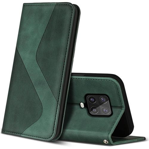 Coque Pour Xiaomi Redmi Note 9 Pro/Redmi Note 9s, Étui En Cuir Pu Avec Fentes Pour Cartes, Flip Wallet Case Housse De Protection Pour Xiaomi Redmi Note 9 Pro/Redmi Note 9s Vert