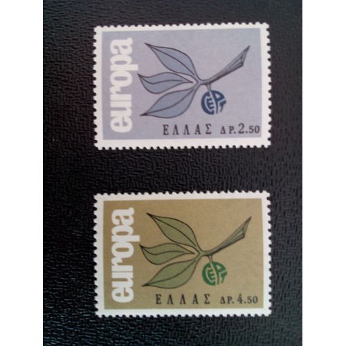 Timbre Grece Yt 869 - 870 Europa / Cept Rameau D'olivier 1965 ( 8912 )