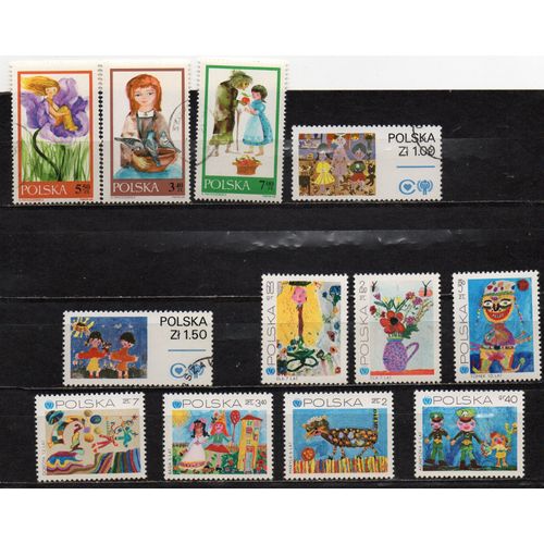 Pologne- Lot De 5 Timbres Oblitérés Et 7 Timbres Neufs- Enfance
