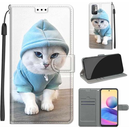 Coque Pour Xiaomi Redmi Note 10 5g / Xiaomi Poco M3 Pro 5g, Étui De Protection Antichoc En Cuir Pu De Qualité Supérieure Avec Fente Pour Carte Fonction Support Compatible Pour Xiaomi Redmi Note 10 5g