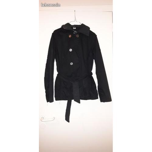 Manteau Avec Ceinture Noir Femme