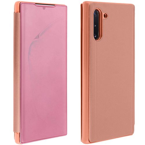 Housse Samsung Galaxy Note 10 Clapet Translucide Support Vidéo Rose Gold