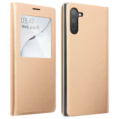 Housse Samsung Galaxy Note 10 Étui À Clapet Fenêtre D'affichage - Or