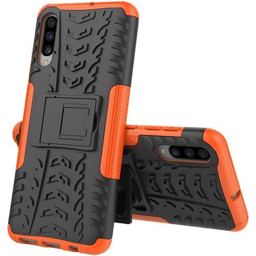 Coque Samsung A70, Coque Rigide Extérieure Robuste Double Couche Armure, Étui De Protection Antichoc Avec Support, Coque De Protection Pour Samsung Galaxy A70 2019 . Hyun Orange