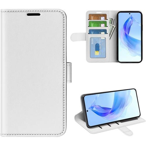 Étui De Protection Pour Honor 90 Lite 6,7 Pouces Style Livre En Cuir Pu, Étui À Rabat Ouvert Gauche/Droite Avec Poches À Fermeture Magnétique, Emplacements Pour Cartes, Étui Portefeuille En Cuir Blanc