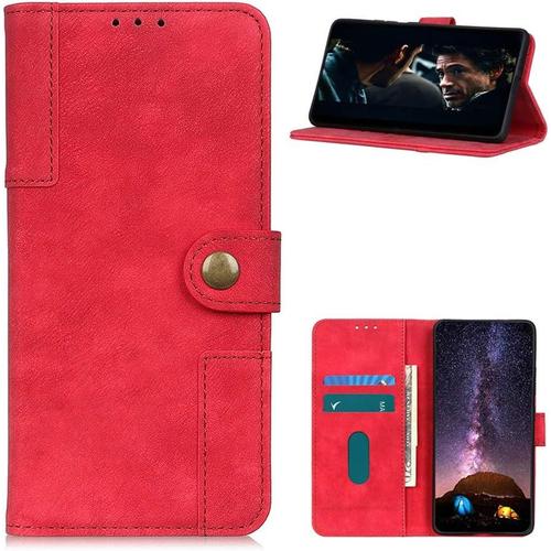 Étui De Protection Pour Honor X10 Max 5g 7,09 Pouces Pu Cuir Flip Cover Étui En Cuir Motif Antilope Rétro Avec Support Fermeture Magnétique Emplacements Pour Cartes Étui Portefeuille Rouge