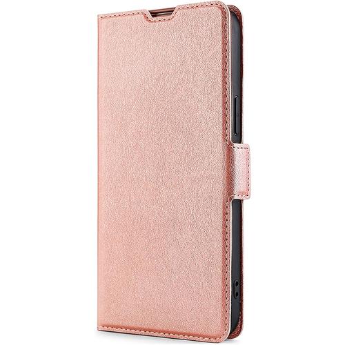 Étui Folio En Cuir Pour Xiaomi Redmi 10 - Redmi 10 2022, Flip Tpu + Pu Cuir Étui Portefeuille Avec Fentes Pour Cartes, Housse De Protection Pour Téléphone Portable Avec Fonction Support - Or Rose