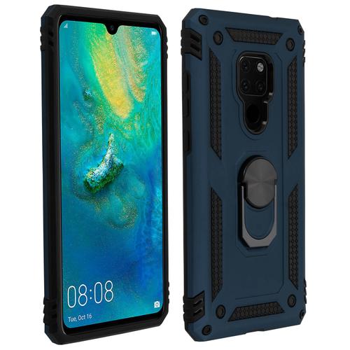 Coque Huawei Mate 20 Bi Matière Rigide Souple Bague Support Vidéo Bleu Nuit