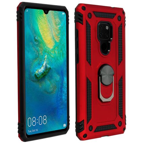 Coque Huawei Mate 20 Bi Matière Rigide Souple Bague Support Vidéo Rouge