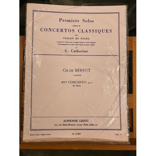 Charles De Beriot 6e Concerto Solo N°1 Partition Violon Piano Collection G. Catherine Éditions Leduc