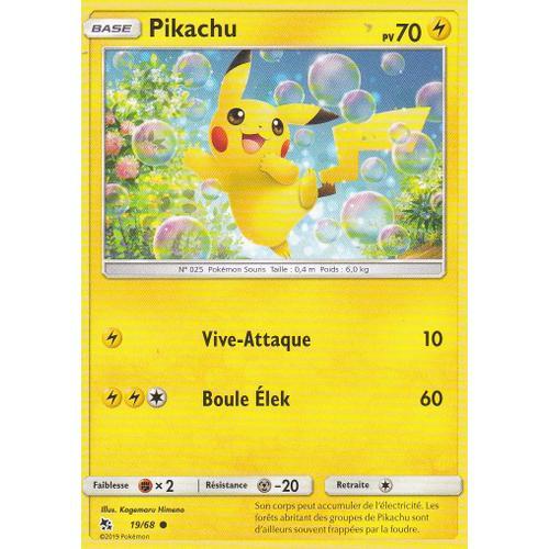 Carte Pokemon - Pikachu - 19/68 - Sl11,5 - Destinées Occultes