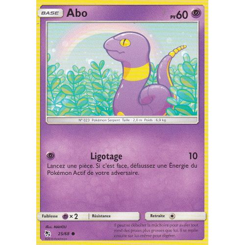 Carte Pokemon - Abo - 25/68 - Sl11,5 - Destinées Occultes