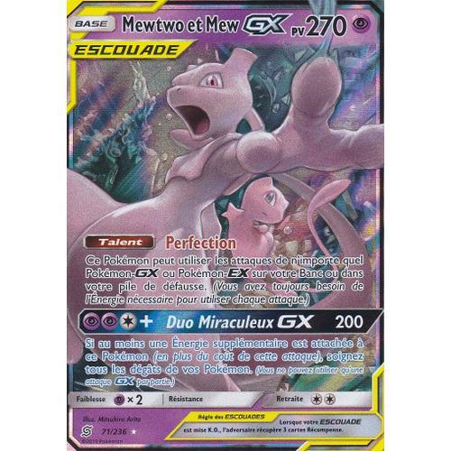 Carte Pokemon - Mewtwo Et Mew Gx Escouade - 71/236 - 270 Pv - Ultra Rare - Sl11 Harmonie Des Esprits