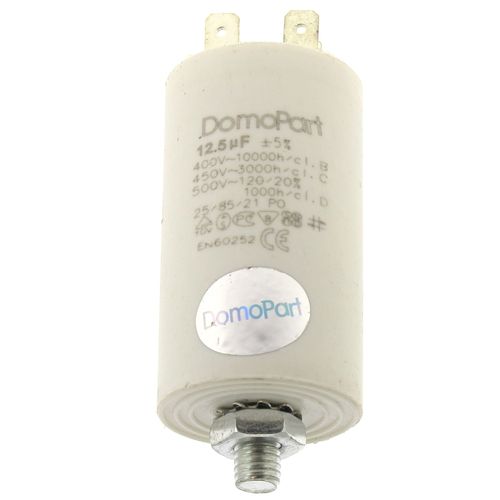 Condensateur 12,5µf 400v pour Seche-linge Miele, Seche-linge Bauknecht, Lave-linge Rosieres, Lave-linge Ariston, Seche-linge Ariston, Lave-linge Inde