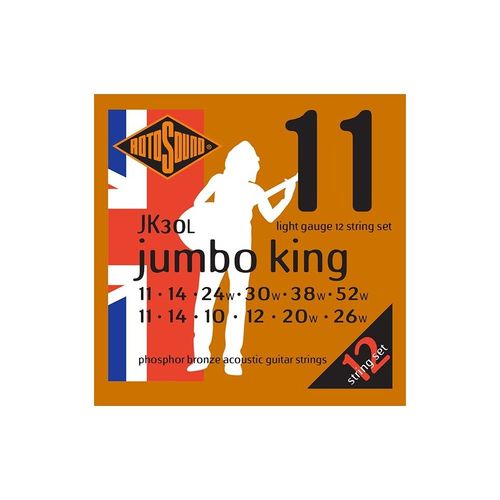 Rotosound Jk30l Jumbo King - Jeu De 12 Cordes Phosphore Bronze Guitare Acoustique - Light