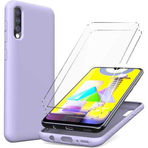 Flüssiges Hülle Kompatibel Mit Samsung Galaxy  A50/ A30s, 2 Stück Display Schutzfolie Flüssiges Slim Gel Gummi Case, Kratzfest Stoßfest Schutzhülle -Lila