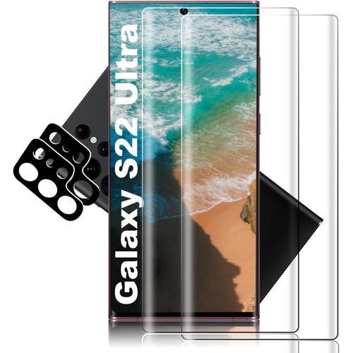 Galaxy S22 Ultra Protection D'écran En Verre Trempé, Lot De 2 Hd Clear Dureté 9h Compatible Avec Capteur D'empreintes Digitales Protection D'écran Pour Appareil Photo Pour Samsung Galaxy S22 Ultra 5g