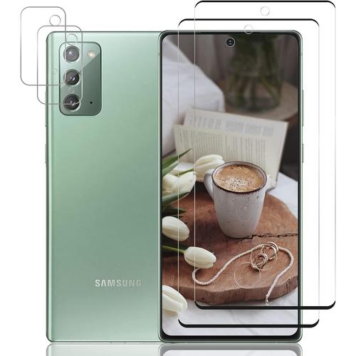 Film De Protection Verre Trempé Pour Samsung Galaxy Note 20, Protection De Caméra Sans Empreintes Digitales, Sans Bulles, Protecteur D'écran Ultra Hd, Film De Verre Trempé Dureté 9h, Anti-Rayures, 2 + 2 Pièces