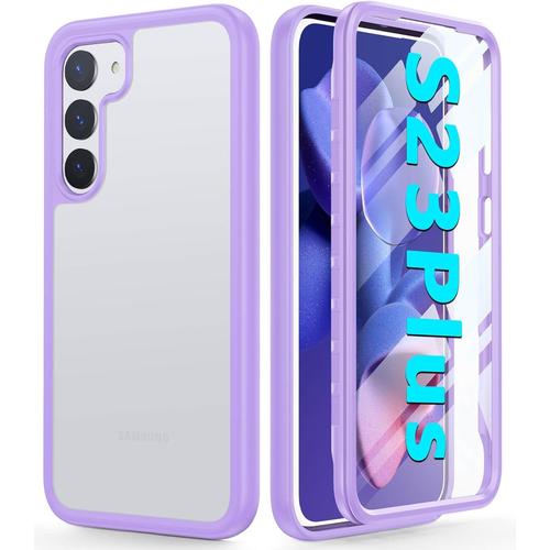 Ganzkörper Kompatibel Mit S23 Plus Hülle 360 Grad Handyhülle Galaxy S23 Plus Stoßfest Komplettschutz Case Mit Eingebautem Displayschutz Cover Für Samsung Galaxy S23 Plus 5g 6.6"" Matt Lila