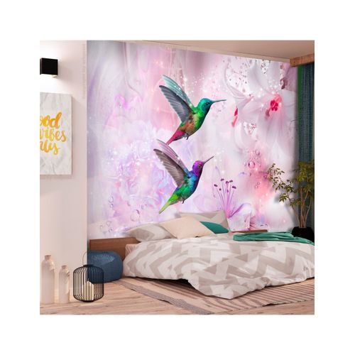 Papier peint COLOURFUL HUMMINGBIRDS VIOLET 350 x 245 cm