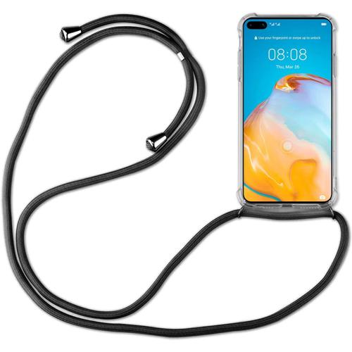 Huawei P40 Chaîne De Téléphone Portable Collier Pour Smartphone Avec Ruban - Cordon Avec Étui À Suspendre Autour Du Cou Étui De Téléphone Portable Avec Cordon À Suspendre Autour Du Cou Pour Huawei P40 Noir