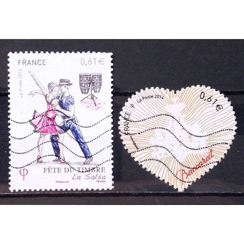 Fête Du Timbre 2014 - Danseurs De Salsa 0,61 (N° 4904) + Coeur Baccarat - Lustre Zénith 0,61 (N° 4832) Obl - France Année 2014 - N20003