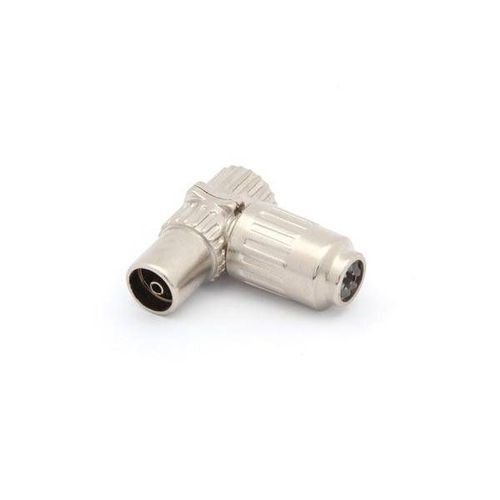 Fiche coax femelle coudée 9.5mm/2.3mm - métallique