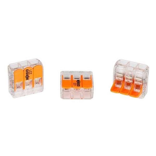 Mini borne de connexion à levier 3 x 0.2 - 4 mm² pour tout type de c ble