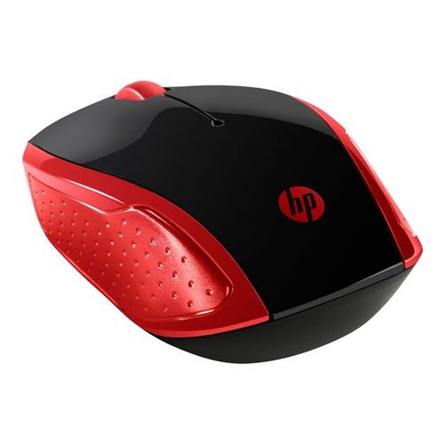 HP 200 - Souris - droitiers et gauchers - optique - sans fil - 2.4 GHz - récepteur sans fil USB - rouge - pour Portable 24, 27, 590, 595, TP01