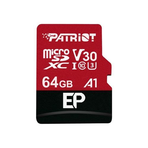 Patriot EP Series - Carte mémoire flash (adaptateur microSDXC vers SD inclus(e)) - 64 Go - A1 / Video Class V30 / UHS-I U3 / Class10 - microSDXC UHS-I