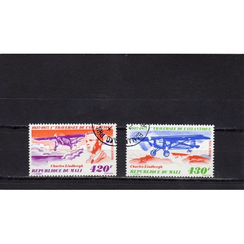 Timbres De Poste Aérienne Du Mali (Cinquantenaire De La Première Traversée De LAtlantique-Nord Par Charles Lindbergh)