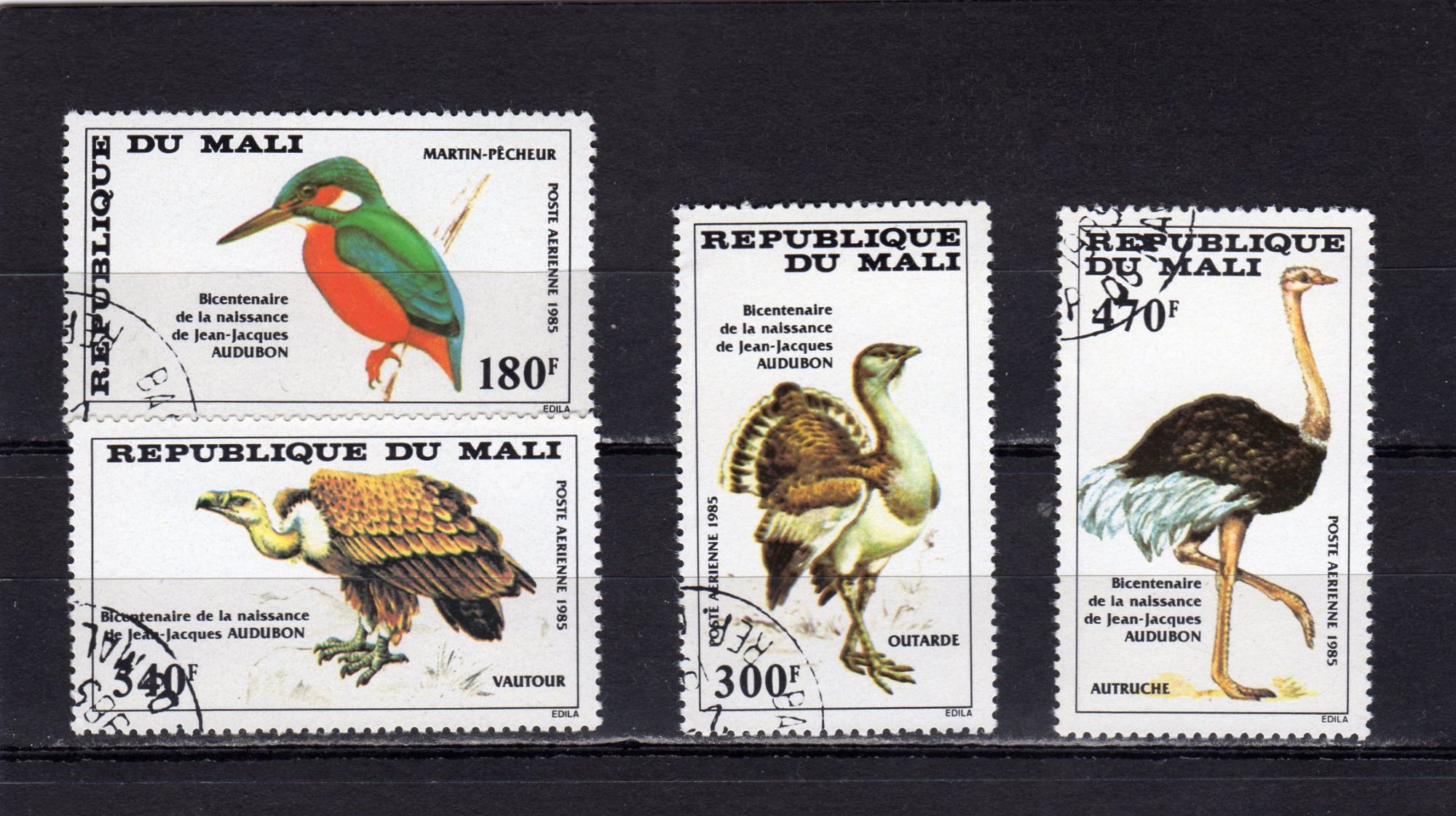 Timbres De Poste Aérienne Du Mali (Bicentenaire De La Naissance De La Naissance De LOrnithologue J.J. Audubon)