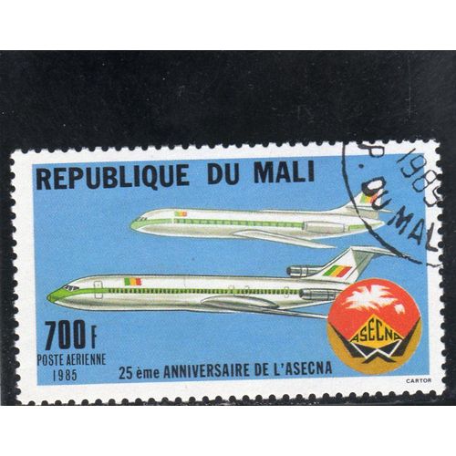 Timbre De Poste Aérienne Du Mali (15ème Anniversaire De LAgence Pour La Sécurité De La Navigation Aérienne En Afrique A.S.E.C.N.A.)