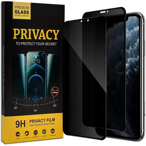 Lot De 2 Films De Confidentialité Plein Écran En Verre Trempé Pour Iphone 11 Pro Max, Film De Protection Anti-Espion