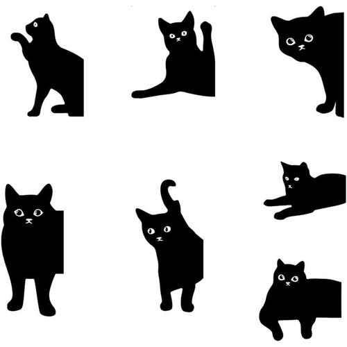 7 Pièces Marque Page Magnetique Curious Cat Couleur Noir,Marque Page Original,Halloween Et De Noël Cadeau Pour