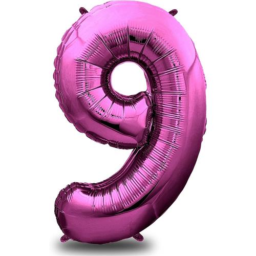 Nr. 9 Nr. 9 Nr. 9 ® Ballon Anniversaire 9 Ans Rose - 101 Cm Ballon Chiffre - Deco Kit Anniversaire Fille - Happy Birthday Decoration -