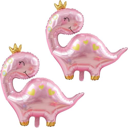 Ballon Dinosaure 2 Pièces Couleur Rose Ballon Dinosaure Anniversaire Dinosaure Theme Ballon Aluminium pour Enfant Fille Garçon